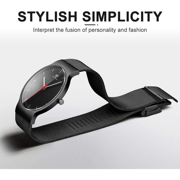 Unisex Ultra Thin Waterproof Analog Quartz Watch with Stainless Steel Mesh Band - Picture 9 of 10